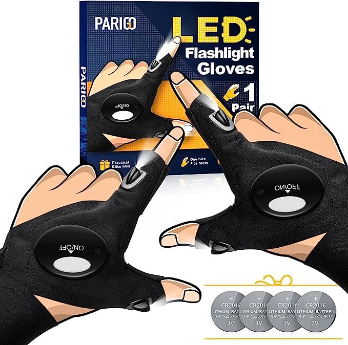 Amazon.com: LED Flashlight Gloves Gifts for Men - Stocking Stuffers for Men Christmas Birthday Gi... | Amazon (US)