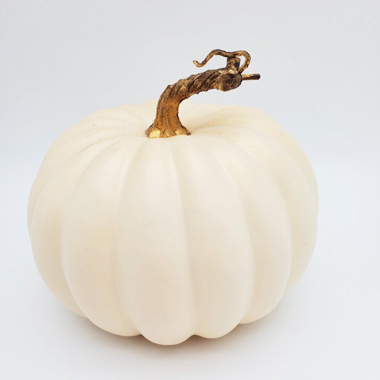 Way to Celebrate Harvest Short Cream Pumpkin with Gold Wash – 8” x 7” | Walmart (US)