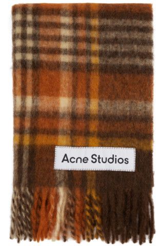 Brown & Orange Tartan Scarf | SSENSE