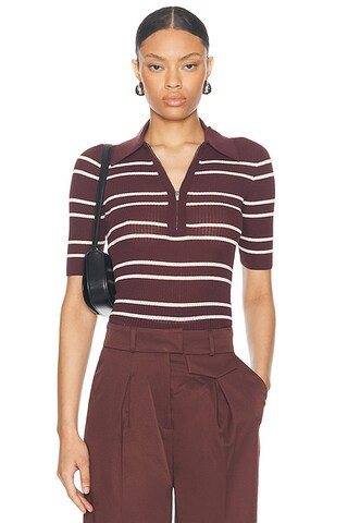 A.L.C. Cooper Top in Carob & White Wide Stripe | FWRD | FWRD 