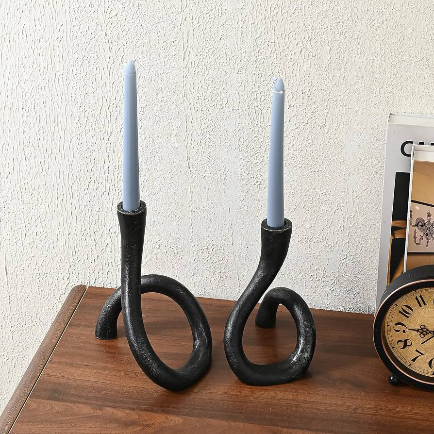 Black Cast Iron Taper Candle Holder, Candlestick Holder Decorative, Gift Tapered Candle Holders f... | Amazon (US)