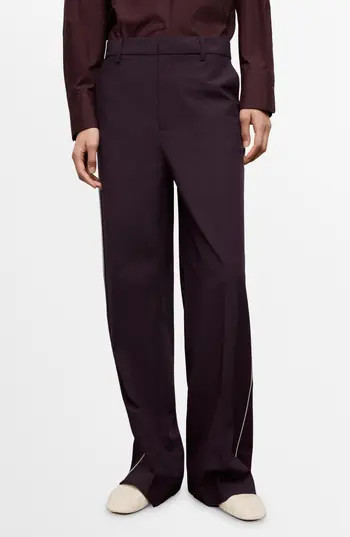 MANGO Side Stripe Pants in Maroon at Nordstrom Rack, Size 6 | Nordstrom Rack