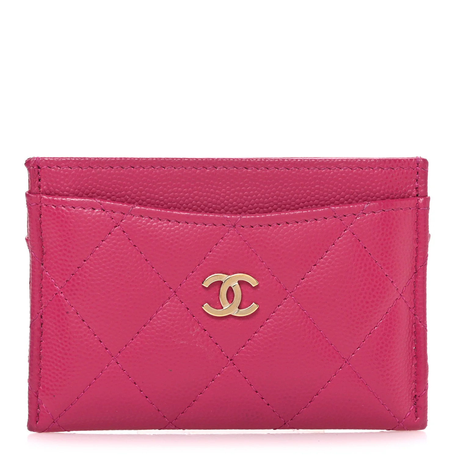 Caviar Quilted Card Holder Dark Pink | FASHIONPHILE (US)