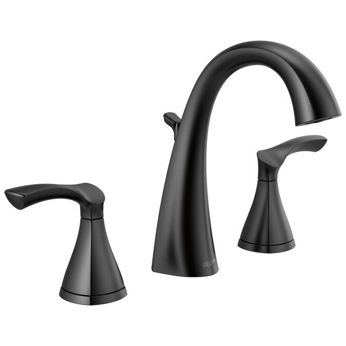 Delta Sandover Matte Black 2-handle Widespread WaterSense Bathroom Sink Faucet with Drain Lowes.c... | Lowe's