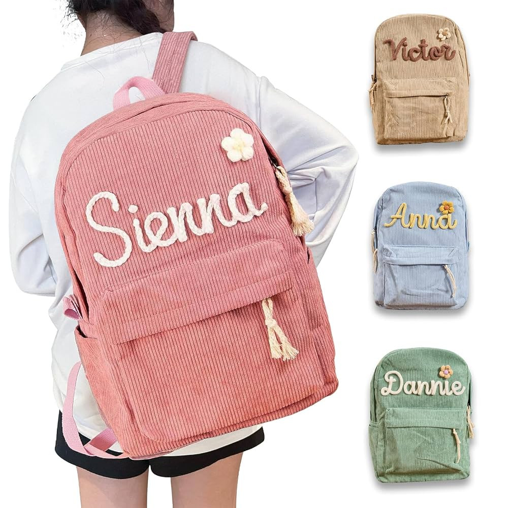 Personalized Corduroy Backpack, Custom Backpack With Name, Pink Backpack for Boys Girls, Toddler ... | Amazon (CA)