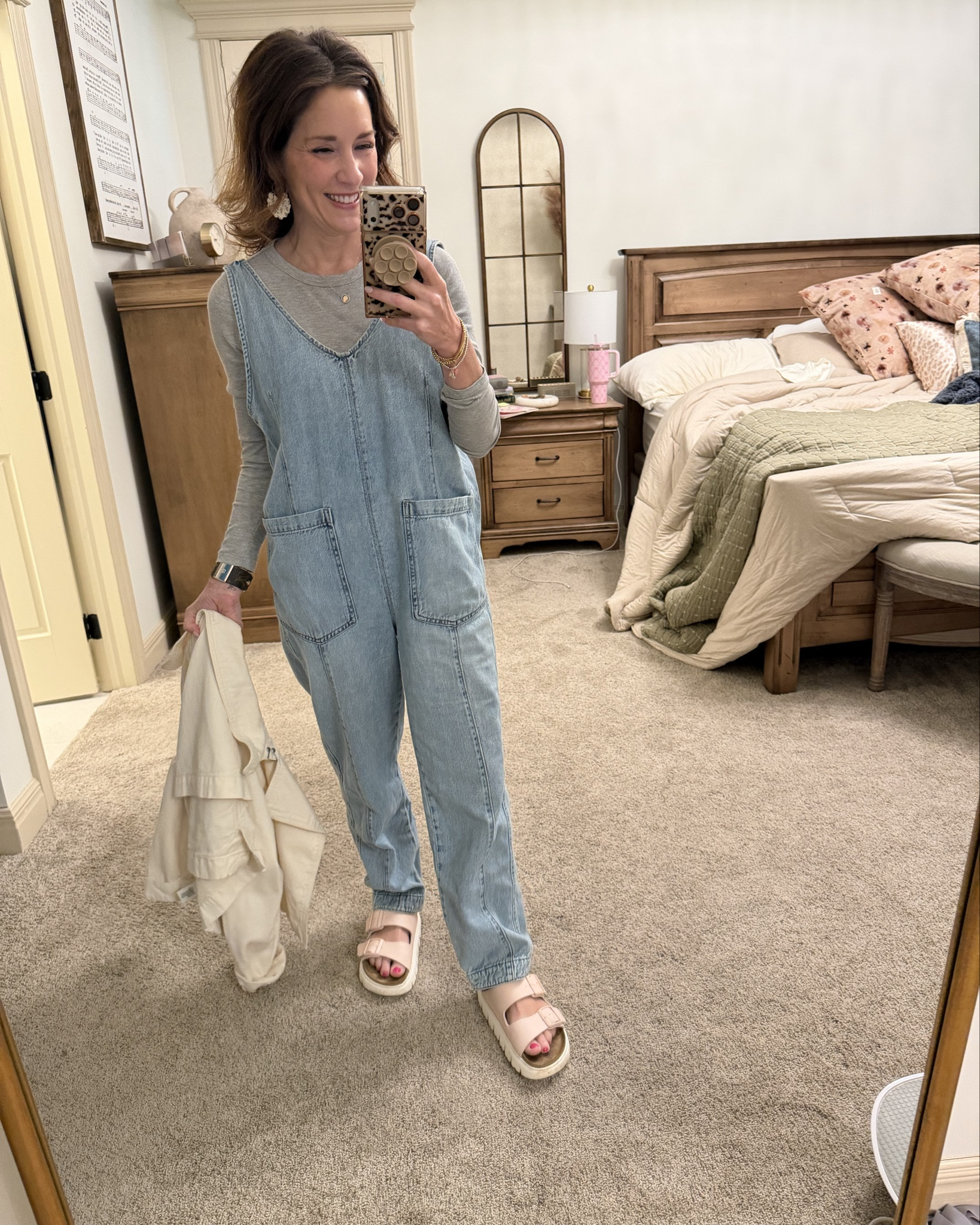 Love this denim romper from @Maurices and pink platform birks from @QVC 