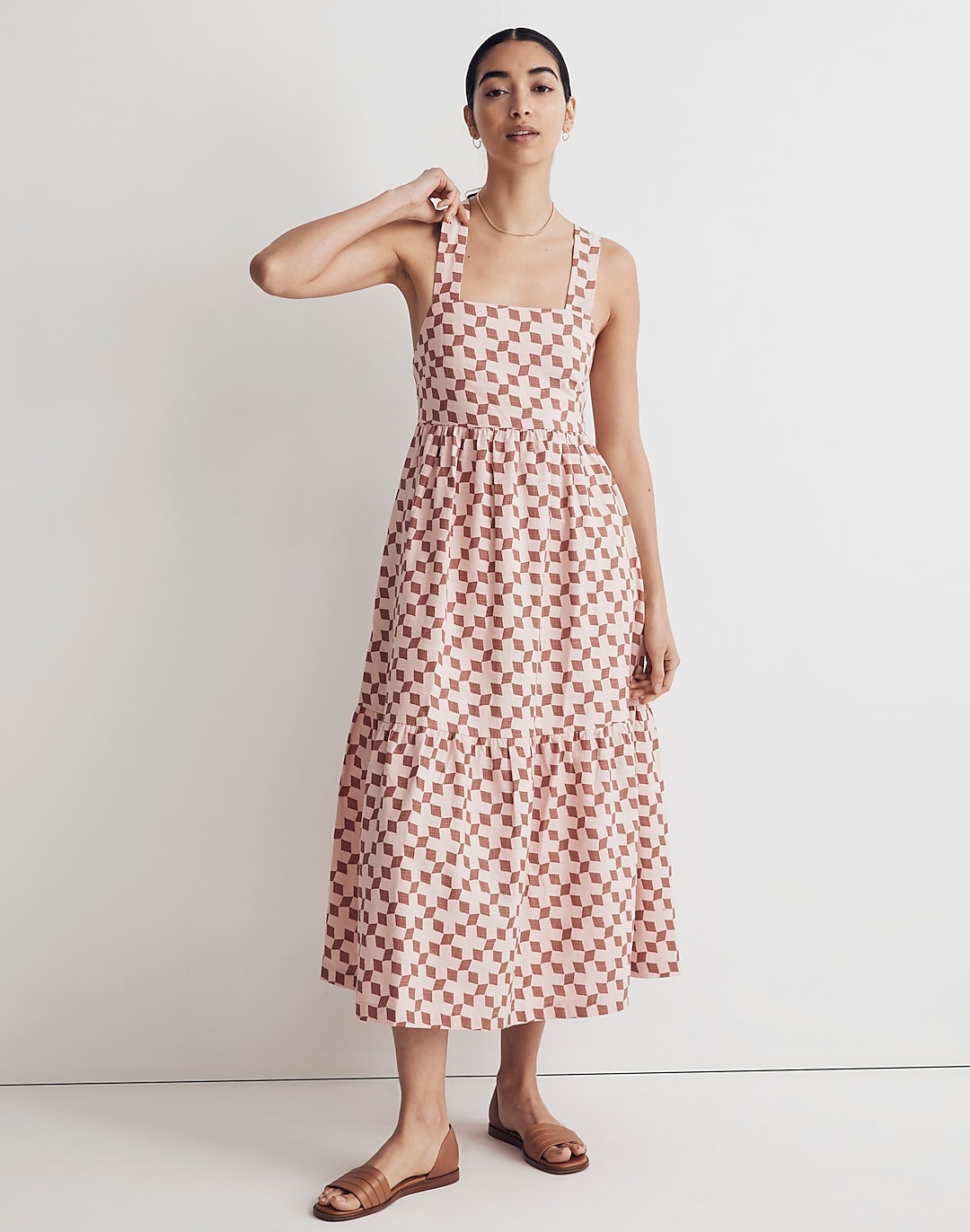 Cicely Tiered Midi Dress in Geo Checkerboard | Madewell