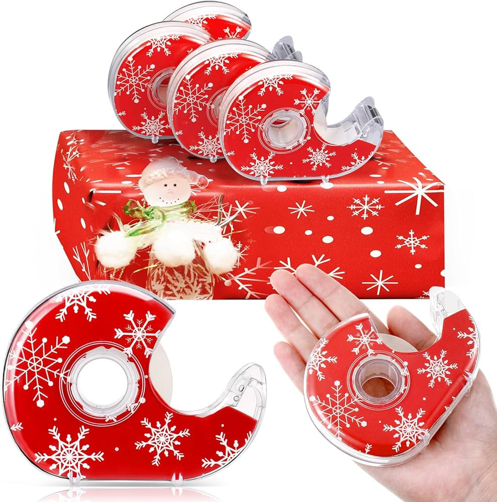 12 Rolls Christmas Snowflake Gift Wrapping Tape 0.75 x 1300 Inches with Dispensers Decorative Win... | Amazon (US)