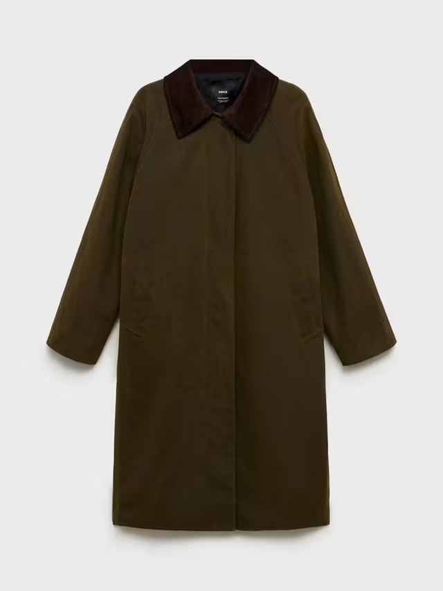 MangoForest Contrast Cord Collar Parka, Khaki | John Lewis (UK)