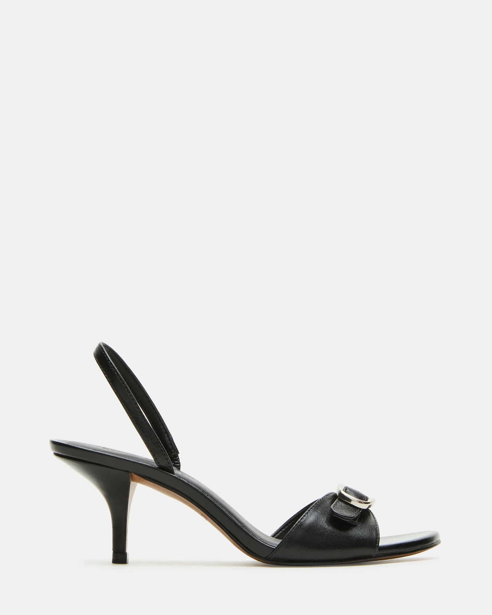 HENRIETTA Black Leather Square-Toe Slingback Heels | Women's Designer Heels | Steve Madden (Canada)
