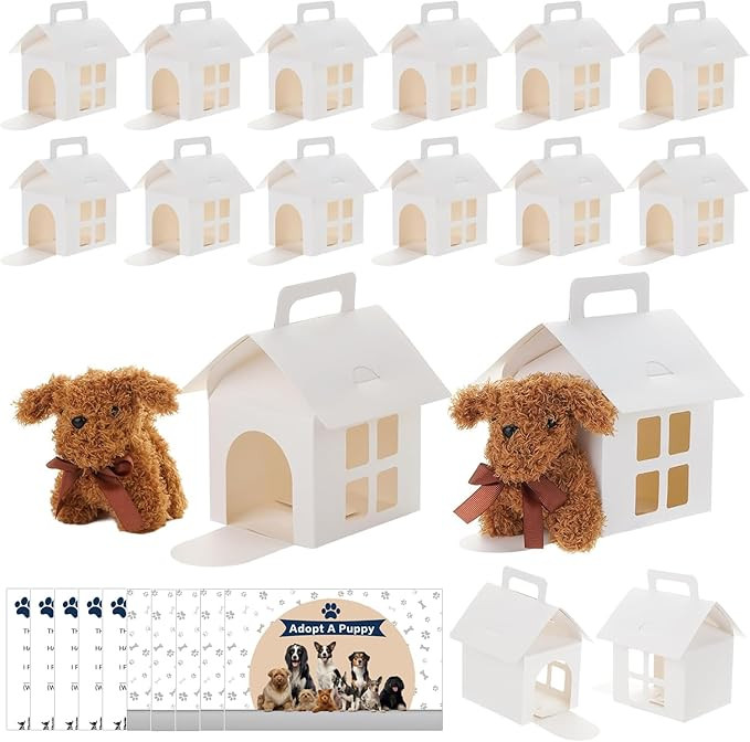 LOVYNO 18 Pcs Dog Party Favor Boxes with Pet Adoption Certificate, Dog House Shape Treat Gift Box... | Amazon (US)