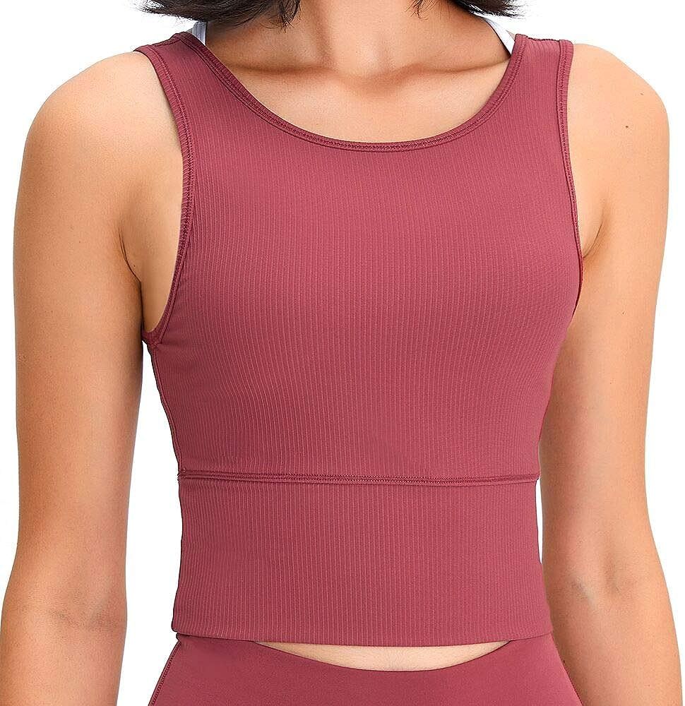 Women's Sports Gym Crop Tank Tops Basic Solid Active Sleeveless Shirts for Yoga Running Fitness W... | Amazon (US)