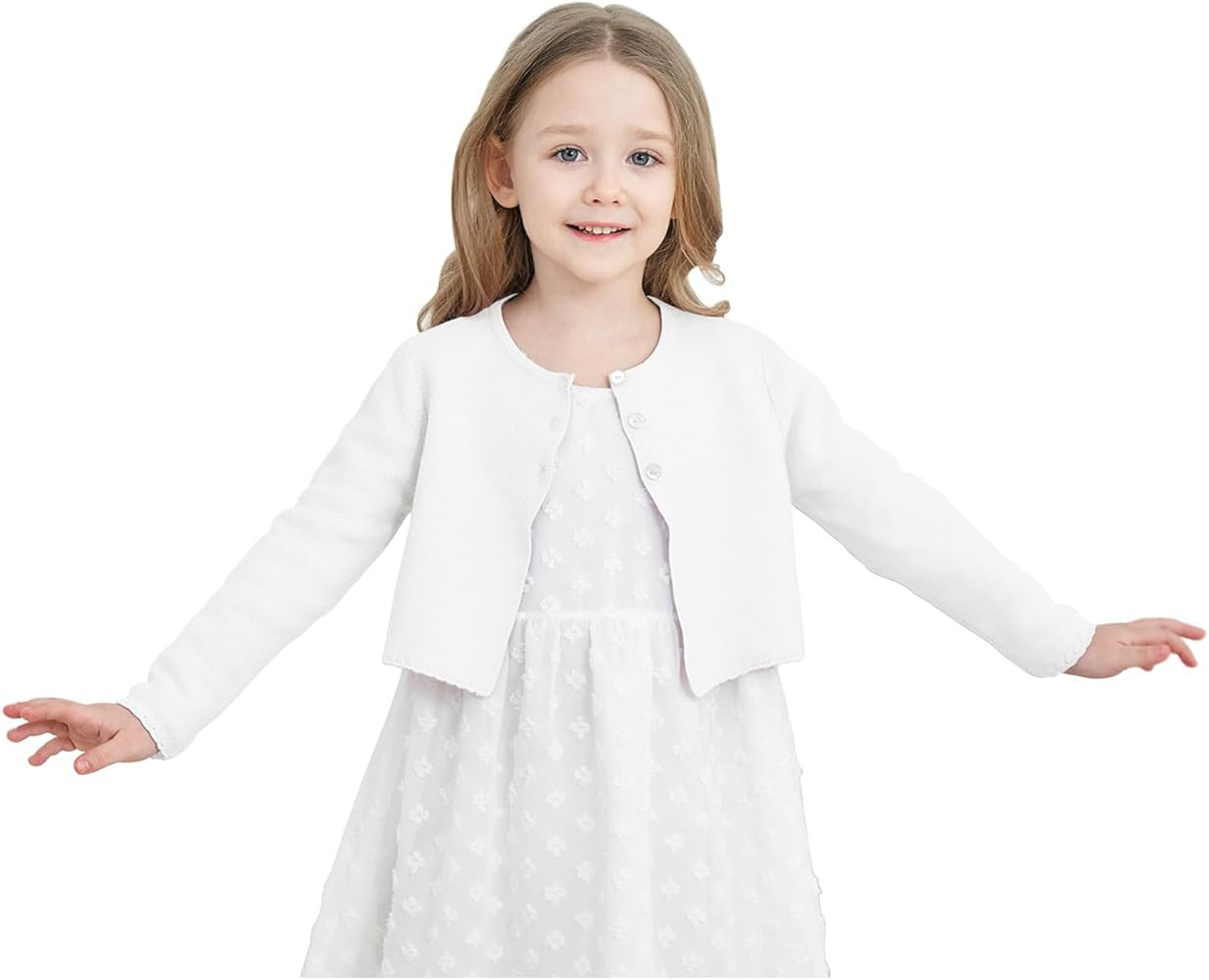 Girls' Long Sleeve Knitted Bolero Cardigan Kids Button Closure Shrug Sweaters Cropped Jacket Cove... | Amazon (US)