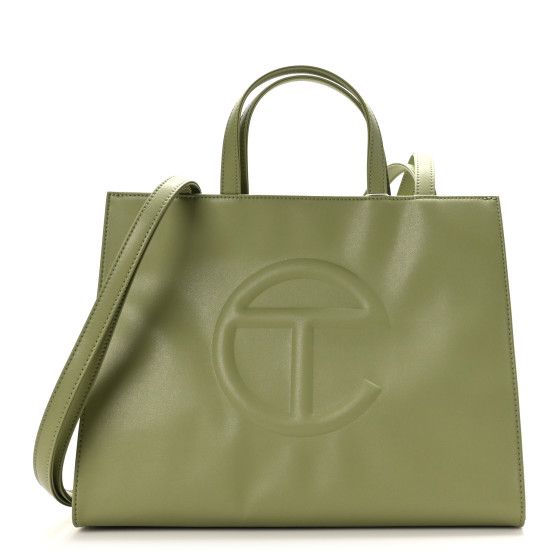 TELFAR Vegan Leather Medium Shopping Bag Drab | FASHIONPHILE | FASHIONPHILE (US)