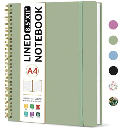 Taja Spiral Lined Notebook, 8.5"x11" Notebooks for Work, Large A4 Journal for Women & Men, Colleg... | Amazon (US)