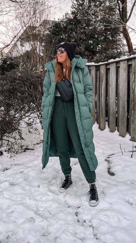 Winter snow day outfit
Long puffer coat
Joggers
Fitted long sleeve crewneck
High top leather converse 
Beanie
Belt bag

#LTKover40 #LTKstyletip #LTKsalealert
