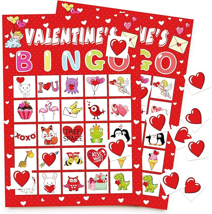40 Players Valentines Day Bingo Cards Party Supplies Activity for Adults(Red | Amazon (US)