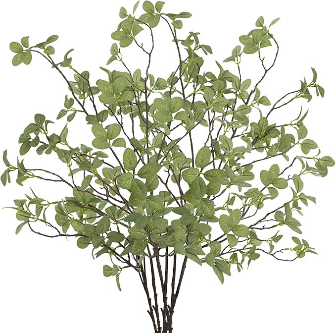 6 pcs Artificial Greenery Stems, 41.3’’ Tall Fake Plants Branches Faux Greenery Ficus Twig Le... | Amazon (US)