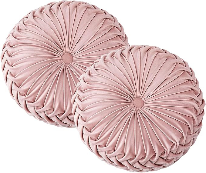 2 Pack Round Pillow Cushion for Couch Velvet Decorative Small Throw Pillow Velvet Home Decoration... | Amazon (US)