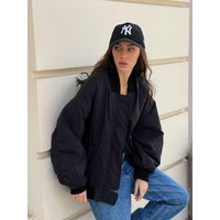 Oversized Black Bomber Jacket Women's Streetwear, Water Repellent | Etsy (US)