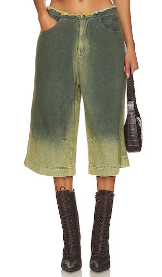 Denim Jort in Green Wash | Revolve Clothing (Global)
