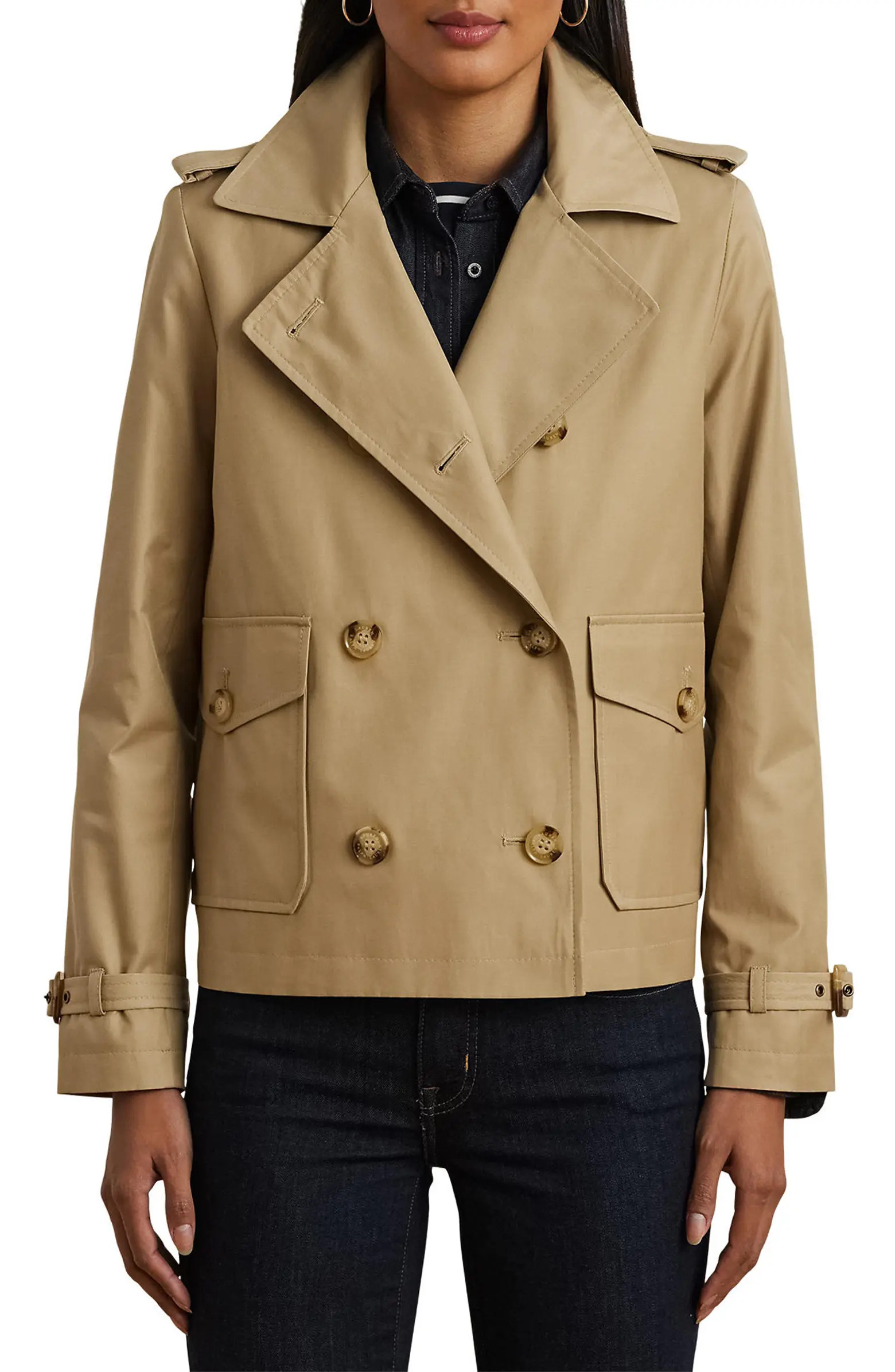 Lauren Ralph Lauren Crop Cotton Blend Trench Coat | Nordstrom | Nordstrom
