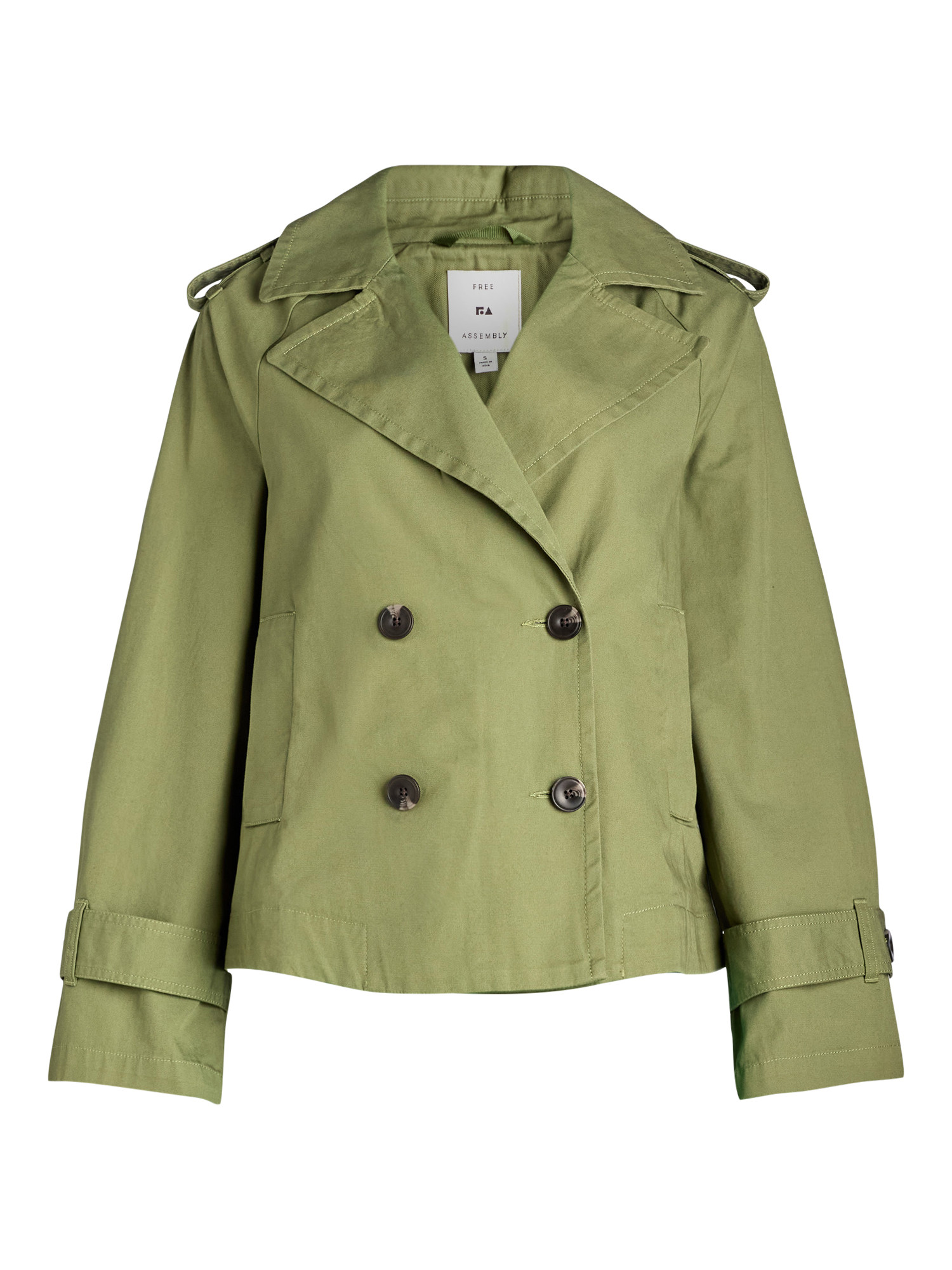 Free Assembly Women’s Cropped Cotton Trench Coat, Sizes XS-XXL | Walmart (US)