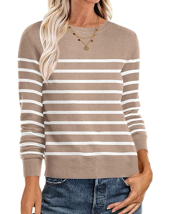 ANRABESS Sweaters for Women Long Sleeve Lightweight Crewneck Soft Basic Knit Loose Fit Pullover T... | Amazon (US)