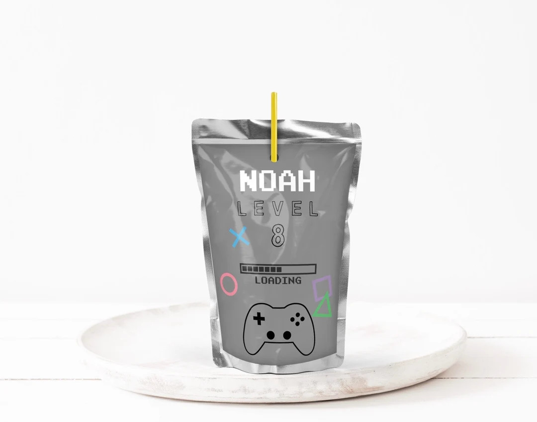 A: Trinkpäckchen Capri Sun Gaming Party / jungs grau spiele level up feiern personalisierte verp... | Etsy (DACH)