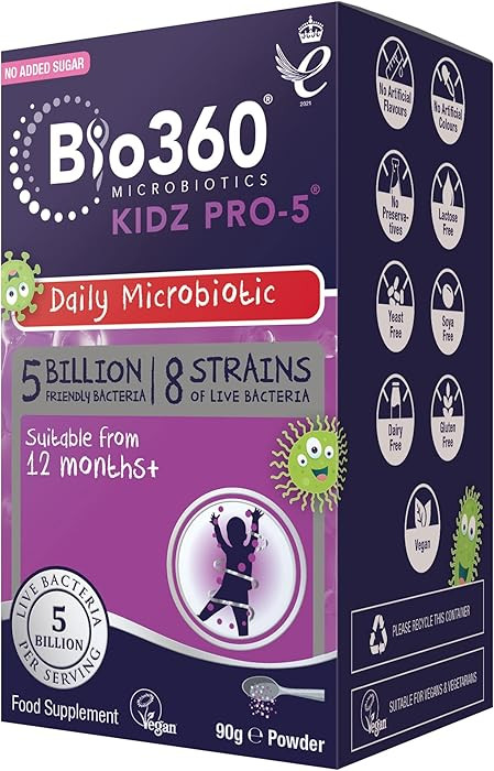 Natures Aid Bio360 Kidz Pro-5 Daily Microbiotic Powder 90g for Children 12 months to 12 years - 5... | Amazon (UK)