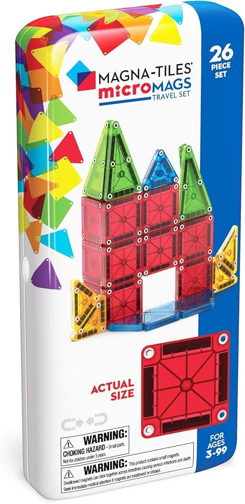 MAGNA-TILES microMAGS 26-Piece Travel Magnetic Construction Set \u2013 Bold Colors, The Original ... | Amazon (US)