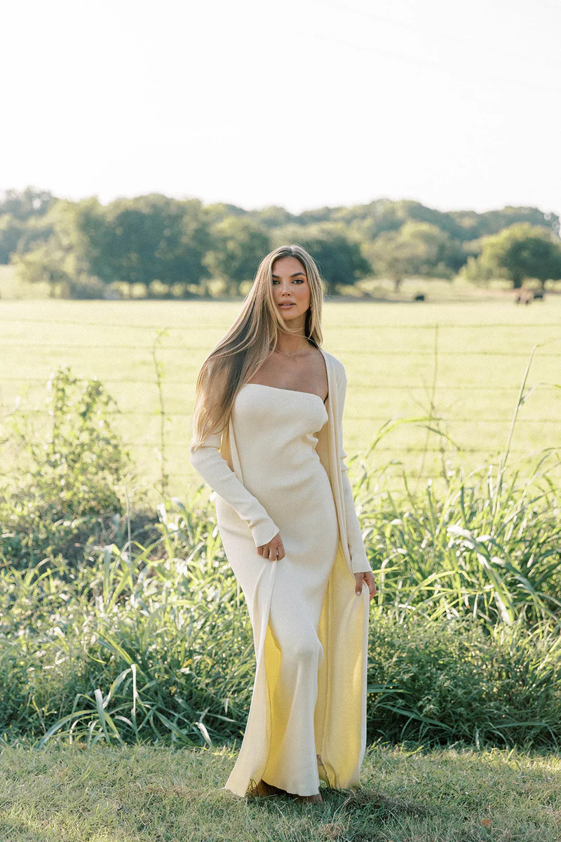 Lina Two Piece Dress Set in Butter Yellow - Bump Friendly | Worth Collective