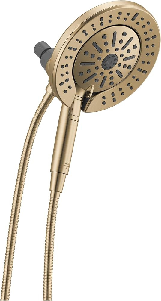 Delta Faucet 6-Setting In2ition 2-in-1 Dual Shower Head with ProClean Spray, Gold Round Shower He... | Amazon (US)