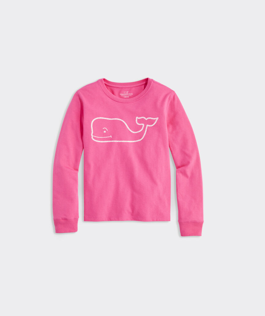 Girls' Glitter Candy Stripe Whale Long-Sleeve Tee | vineyard vines