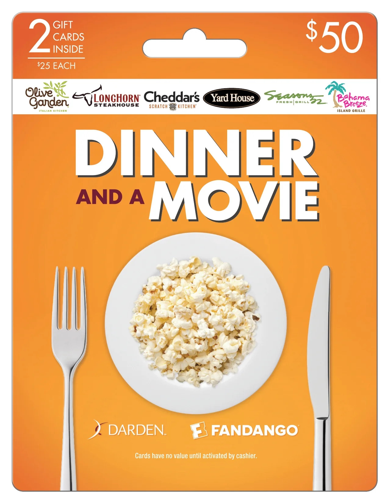 Darden Fandango Dinner And Movie $50 Gift Card | Walmart (US)