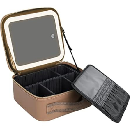 Silent Valley Makeup Train Case with LED Mirror 3 Color Light Adjustable Brightness Cosmetic Travel  | Amazon (US)