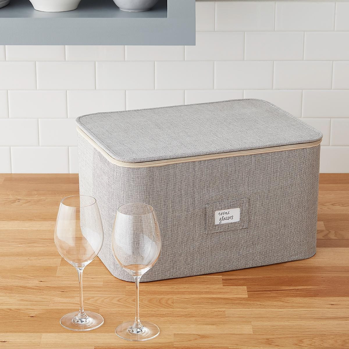 Brown Twill Stemware/Wine Glass Storage Case | The Container Store