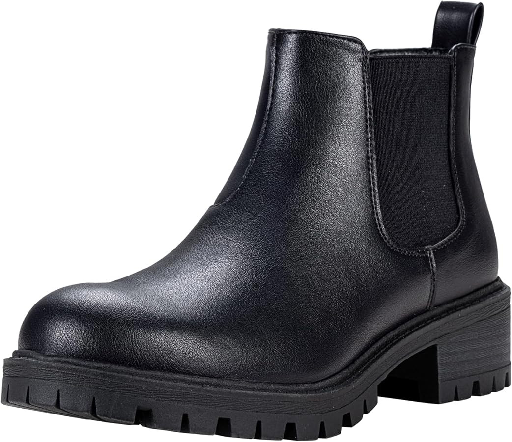 Vepose Women's 9625 Chelsea Ankle Boots, Chunky Low Heel Pull-on Booties with Elastic and Lug Sol... | Amazon (US)