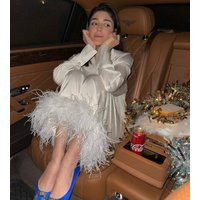 White Bridal Pajamas, Bachelorette Silk Pajamas With Feathers, Party Ostrich Feather Pjs | Etsy (US)