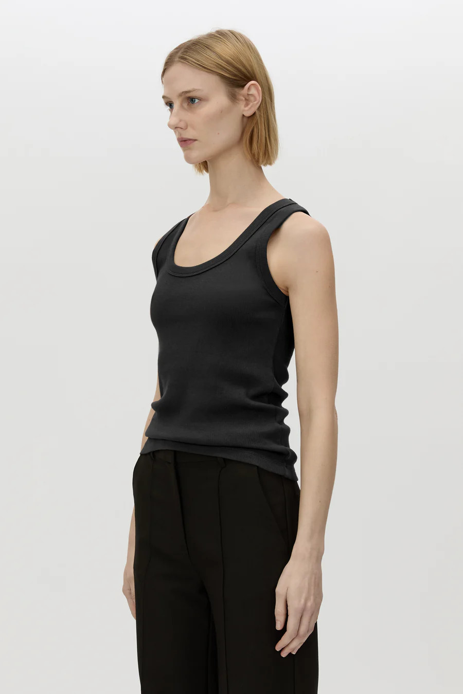 Alba Rib Scoop Tank in Black - CAMILLA AND MARC® C&M | CAMILLA AND MARC (ANZ)