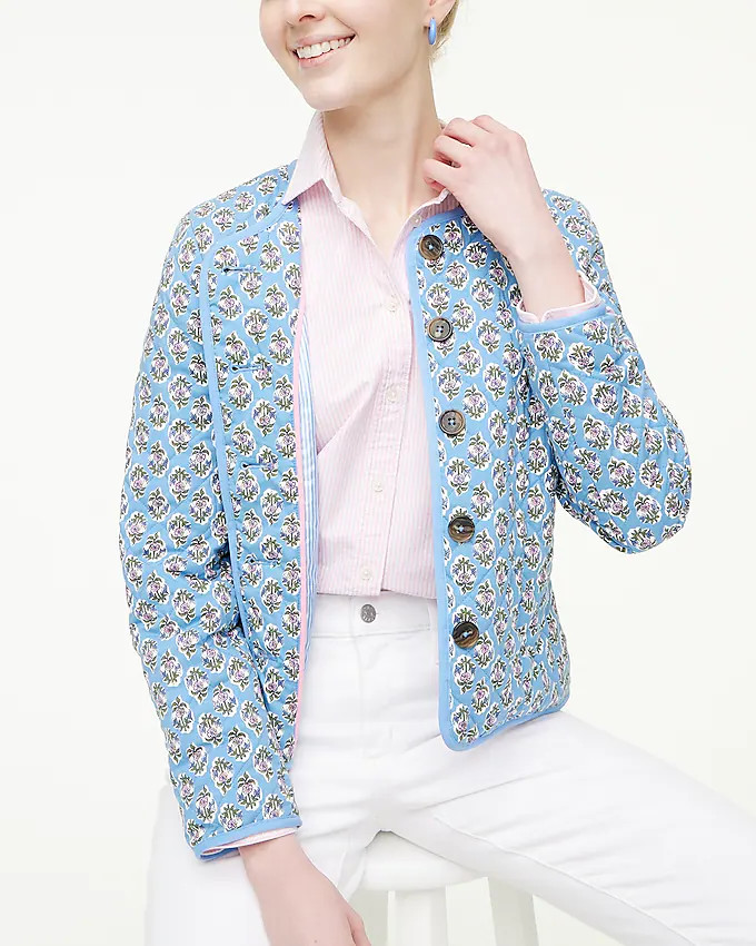 Block-print quilted jacket | J.Crew Factory