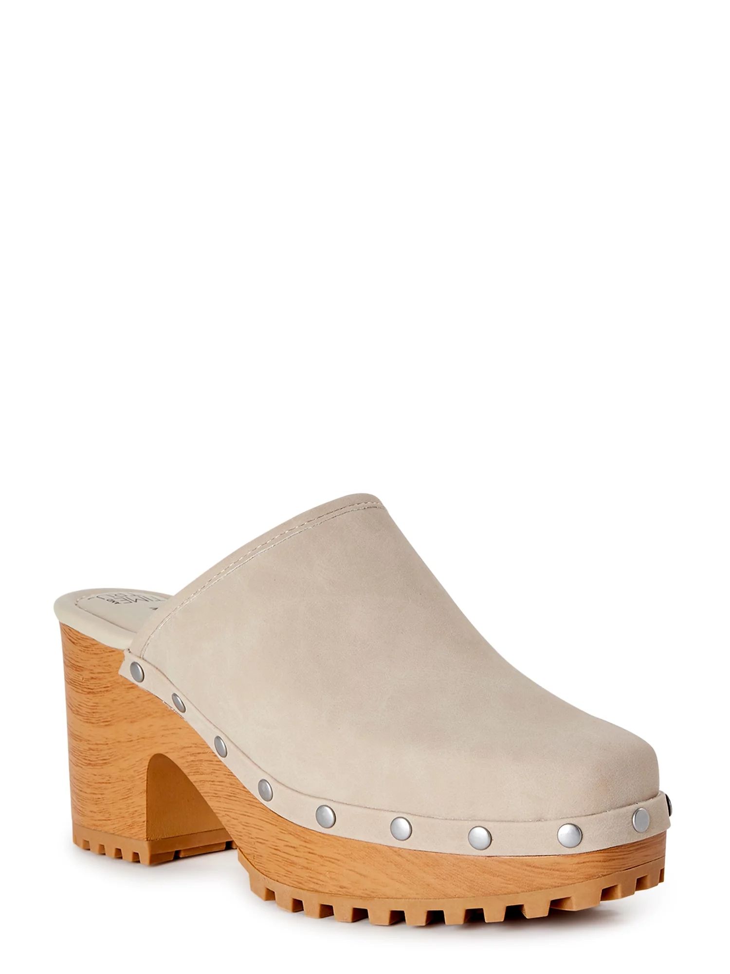 Time and Tru Women's Comet Wooden Heel Mules - Walmart.com | Walmart (US)