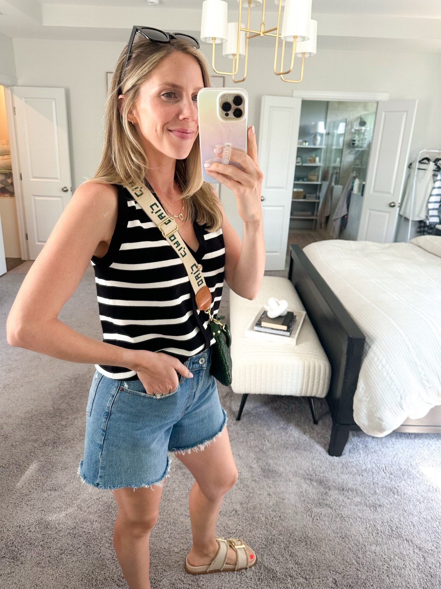 Amazon tank (small) outfit. Shorts are some of my fav Jean shorts - so flattering and fit TTS! 