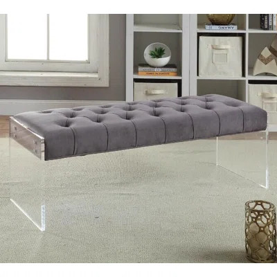 Diana Upholstered Bench Everly Quinn Upholstery: Gray | Wayfair North America