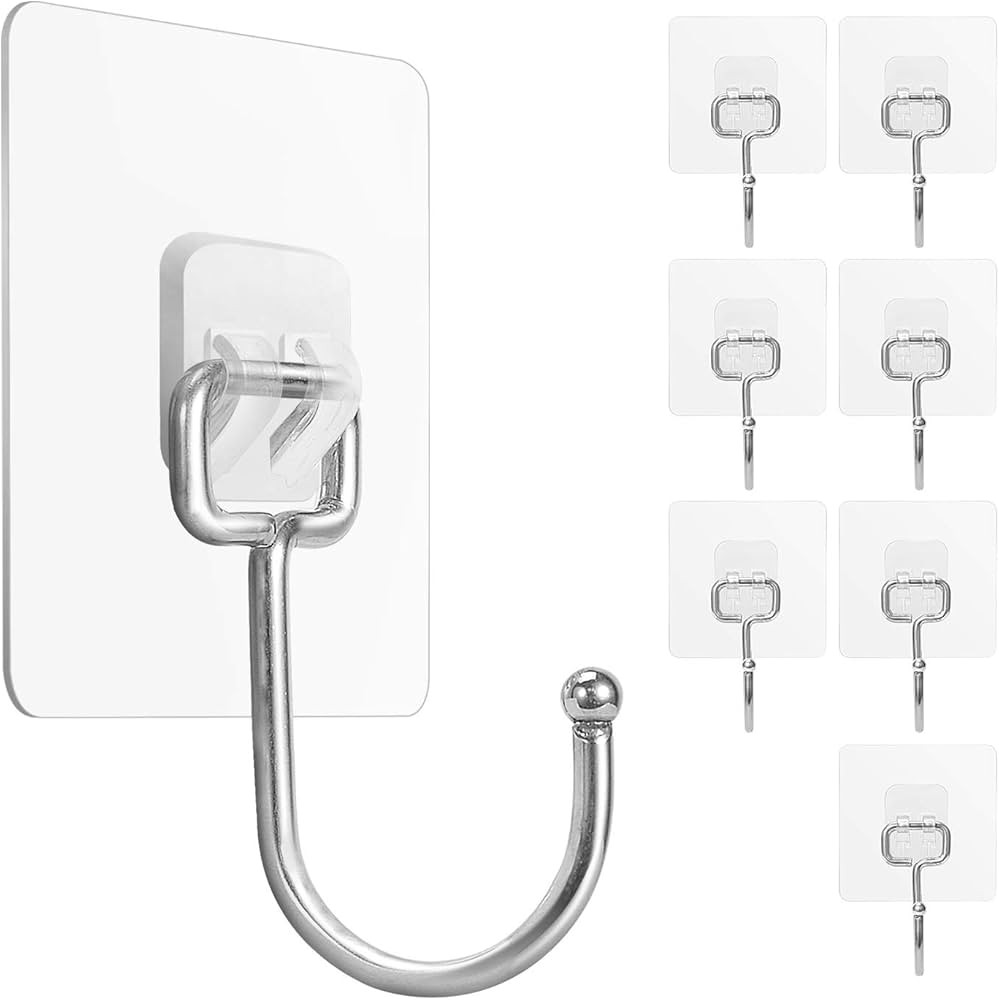 FACURY Large Adhesive Hooks 22Ib(Max), Waterproof and Rustproof Wall Hooks for Hanging Heavy Duty... | Amazon (US)