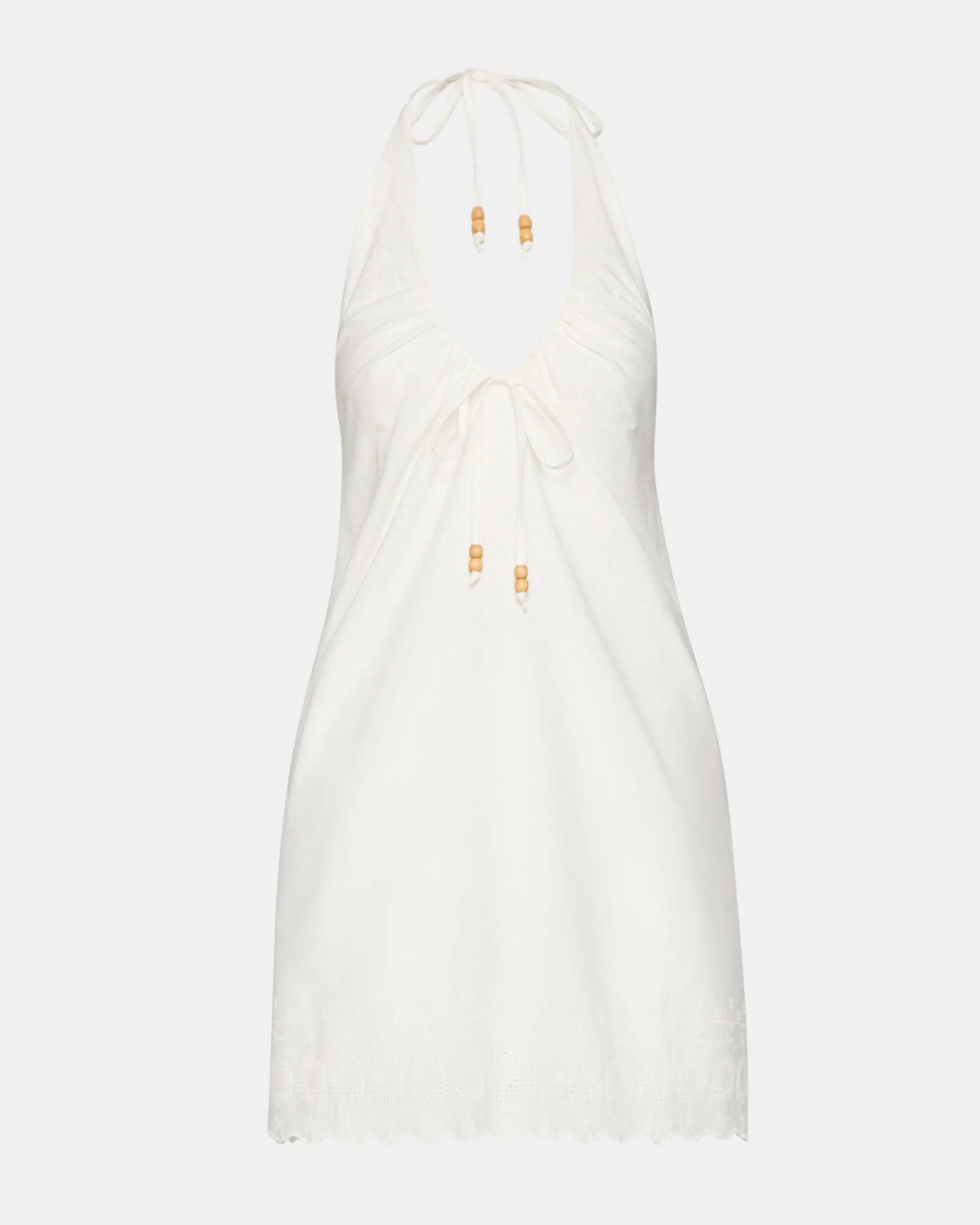 ADANA White Halter Eyelet Beads Women's Mini Dress | Steve Madden (US)
