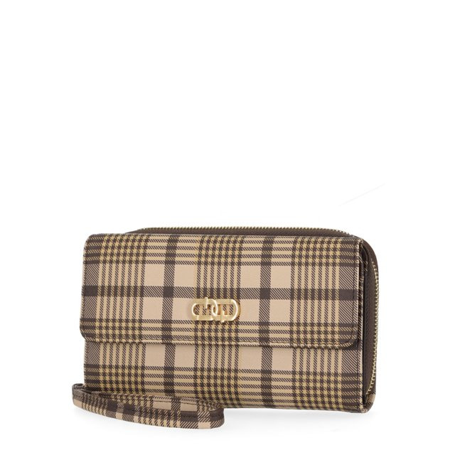 Time and Tru Women's Ainsley Bulk Clutch Vinyl, Plaid | Walmart (US)