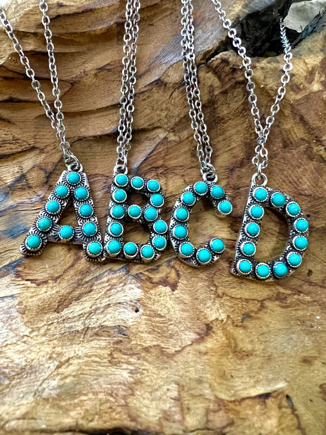 INITIAL NECKLACE | Turquoise Stone Initial Necklace | Stone Pendant Necklace | Western Jewelry - ... | Etsy (US)