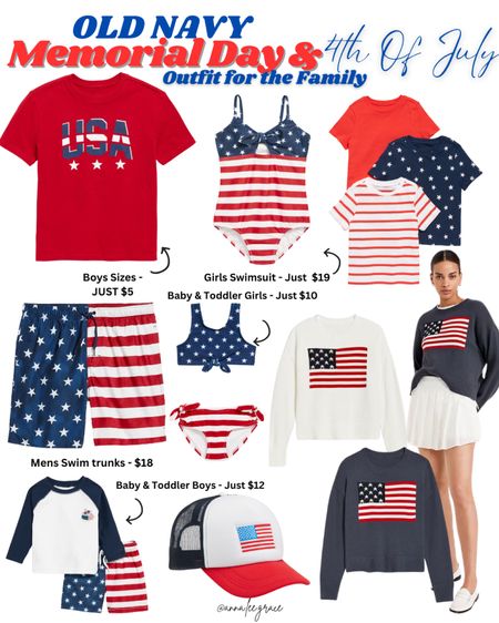 Old navy Memorial Day and 4th of July outfits!! I definitely ordered my self the flag sweaters 😍🇺🇸 all on sale too 

#LTKKids #LTKFamily #LTKSaleAlert