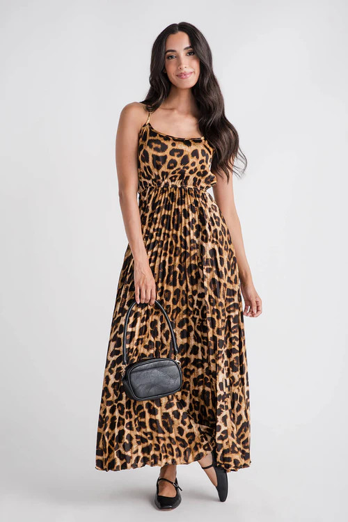 Miou Muse Leopard Print Pleated Dress | Social Threads